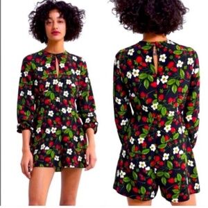 Size M Zara Strawberry Floral Print Long Sleeve Romper Jumpsuit
